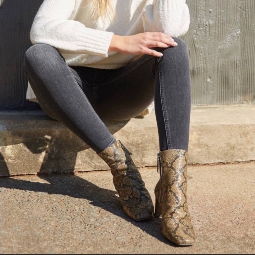 Free People Cybil Slouch Snake Print Leather
Bootie Size 37 NWT
